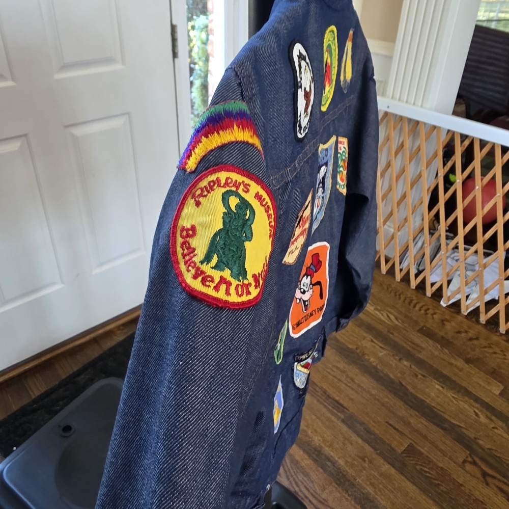 Denim Patchwork Vintage Jacket - Blue - image 3